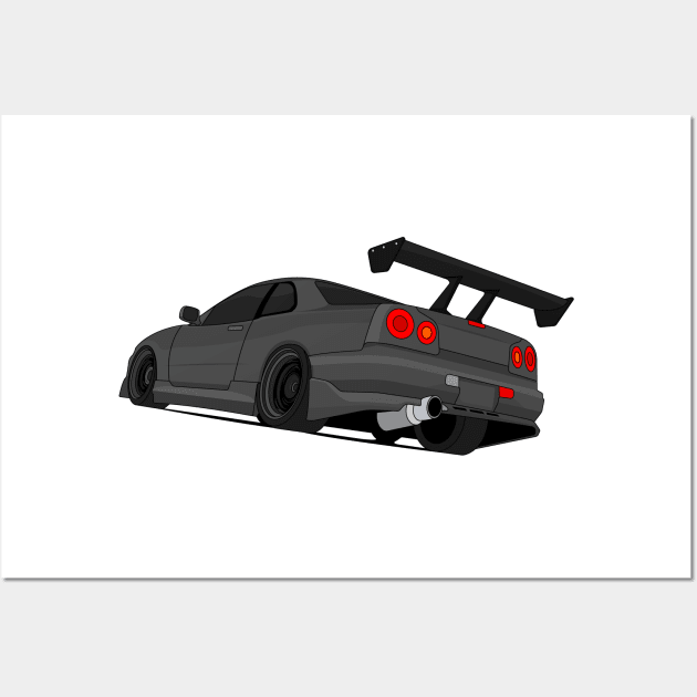 SKYLINE GTR R34 DARK-GREY Wall Art by VENZ0LIC